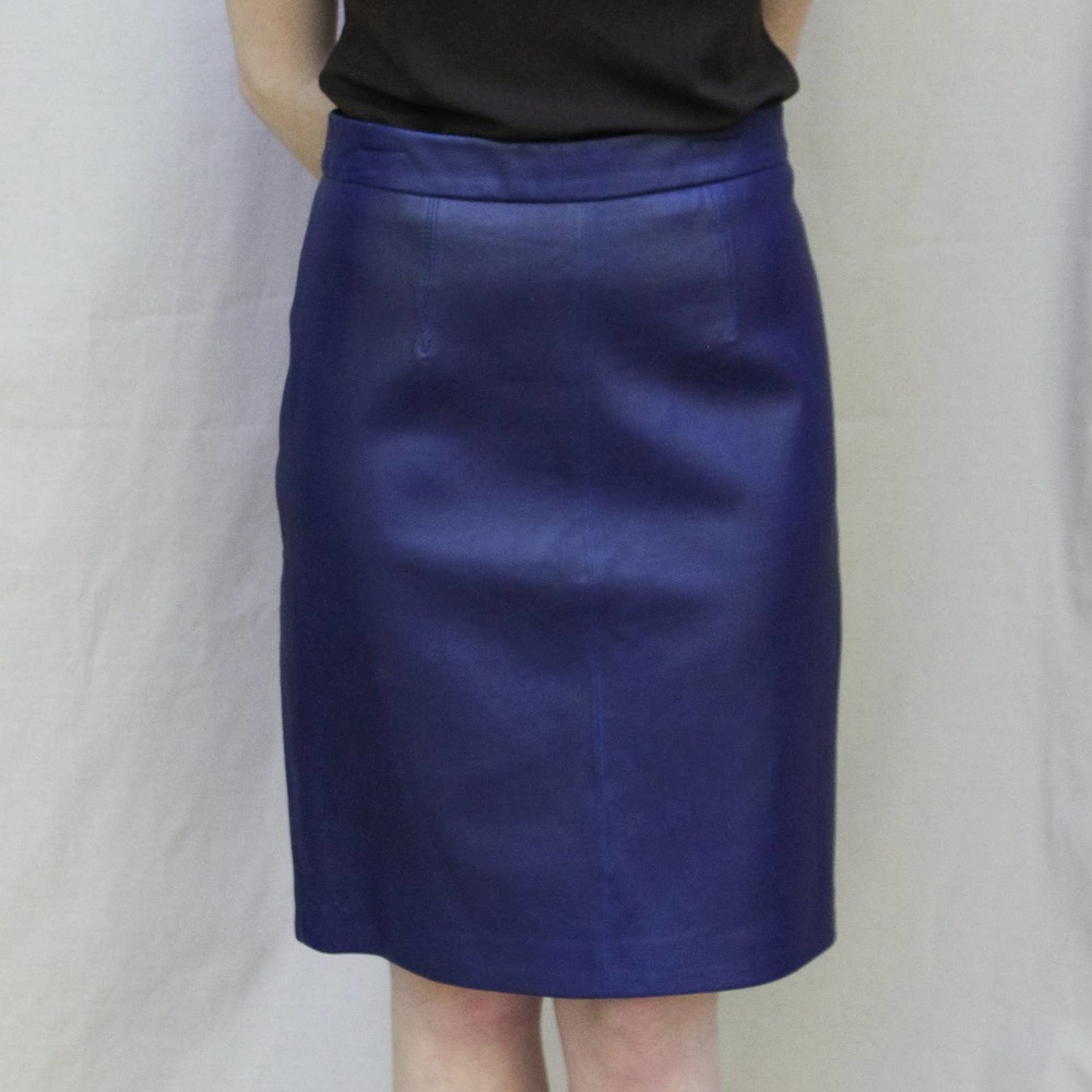 80s Vintage Purple Leather Skirt Milly of New York